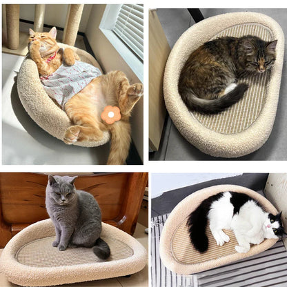 2-in-1 Warm Cat Bed & Sisal Scratching Pad – Cozy & Durable